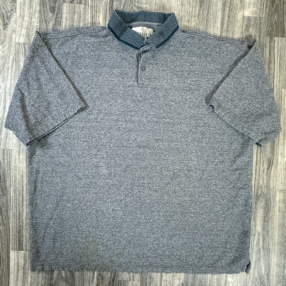 Rinnovato XL Gray Textured Cotton Polo Shirt Men’s Casual India Made